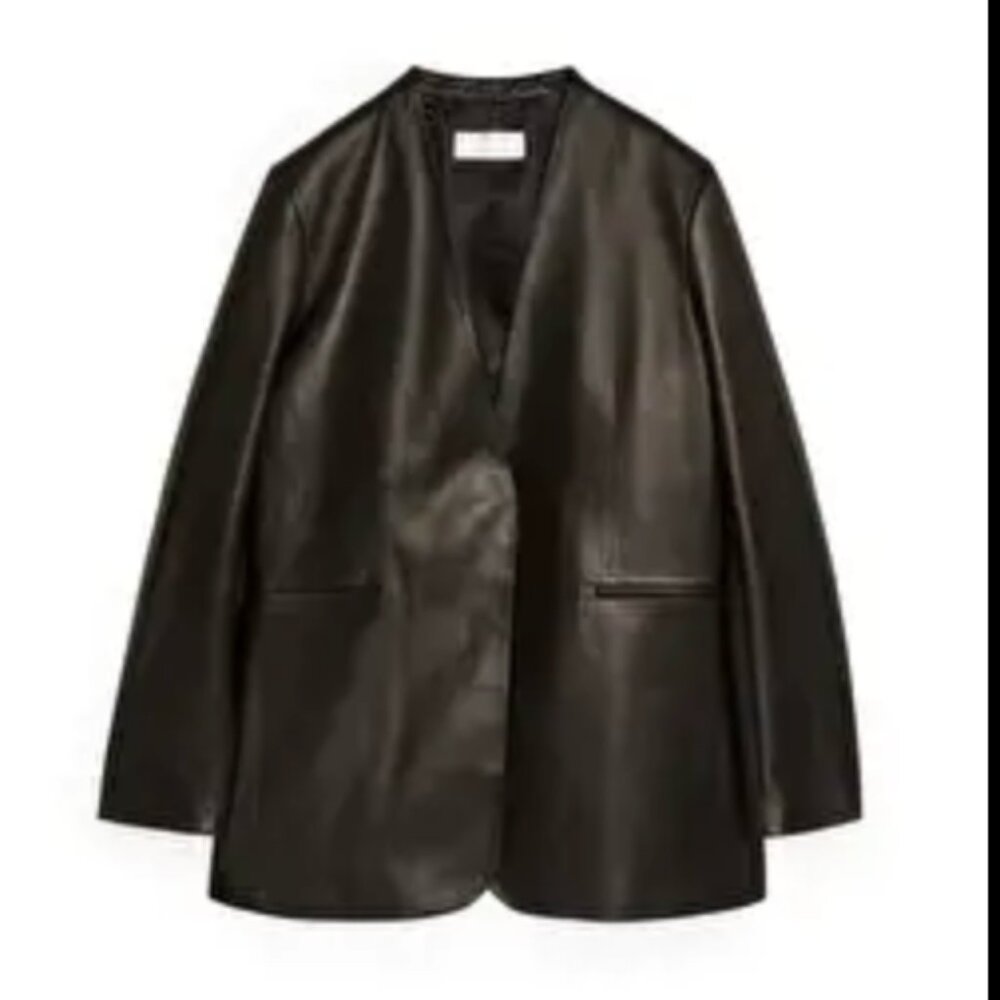 ARKET Black Leather Blazer